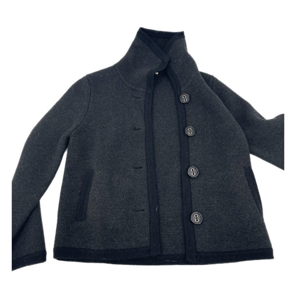 Alice + Olivia Black & Gray Mid-Length Pea Coats | 100% Wool
